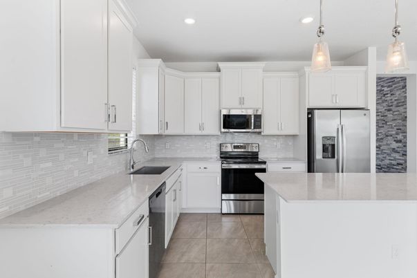 Interior, Kitchen, Pendant Lights, Recessed Lighting, Stainless Steel Appliances