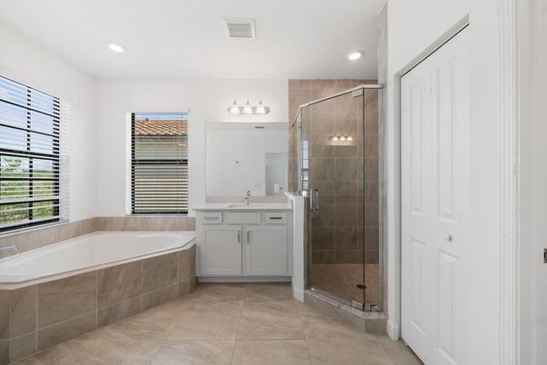 Bathroom, Dual Sink Vanities, Glass Shower, Interior, Recessed Lighting