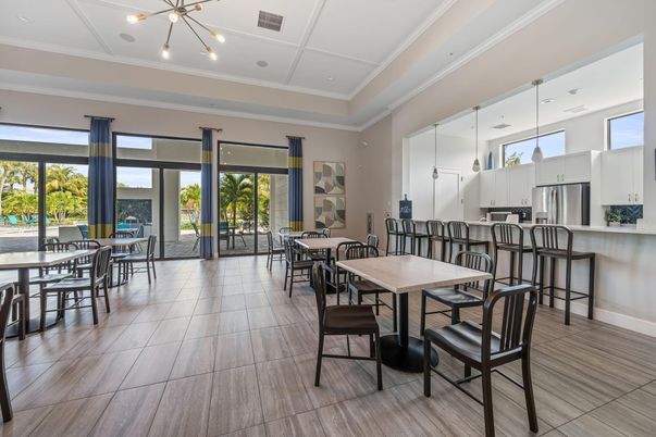 Dining room, Interior, Kitchen, Pendant Lights, Stainless Steel Appliances, Wood Texture Flooring