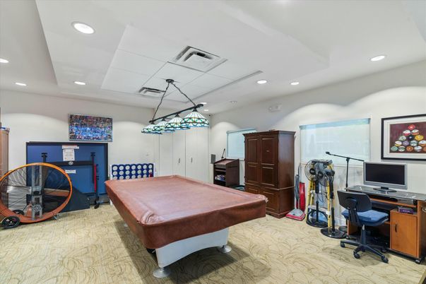 Billiard Table, Game Room, Home Office, Interior, Recessed Lighting