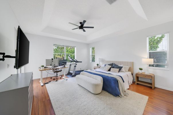 Bedroom, Fitness Equipment, Home Office, Interior, Wood Texture Flooring