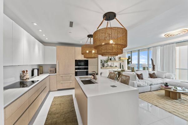 Chandelier, Dining room, Interior, Kitchen, Living room, Recessed Lighting, Stainless Steel Appliances