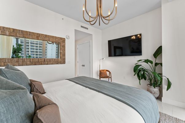 Bedroom, Chandelier, Interior