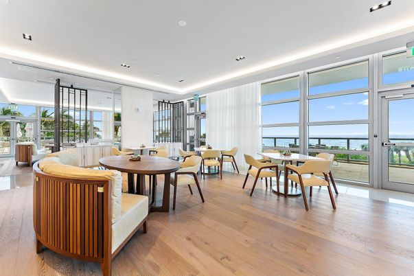 Dining room, Interior, Recessed Lighting, Water, Wood Texture Flooring