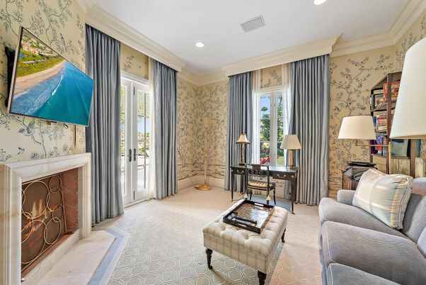 Fireplace, Home Office, Interior, Recessed Lighting