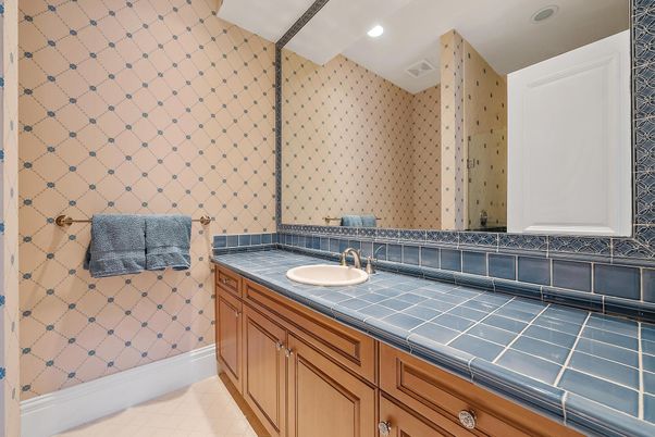 Bathroom, Dual Sink Vanities, Interior, Recessed Lighting, Tile Countertops
