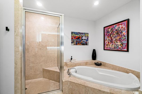 Bathroom, Glass Shower, Interior, Recessed Lighting