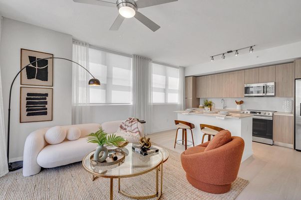 Interior, Kitchen, Living room, Stainless Steel Appliances, Wood Texture Flooring