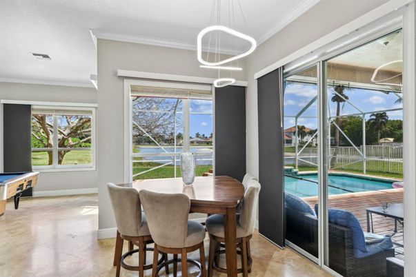 Dining room, Glass Ceilings, Interior, Pendant Lights, Pool, Sun Room