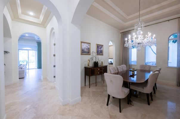 Chandelier, Dining room, Interior, Recessed Lighting