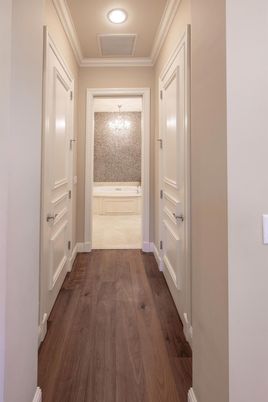 Bathroom, Interior, Recessed Lighting, Wood Texture Flooring