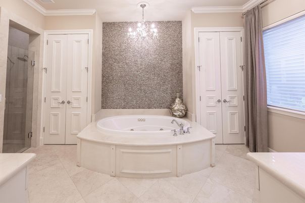 Bathroom, Chandelier, Glass Shower, Interior