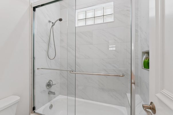 Bathroom, Glass Shower, Interior, Marble Walls