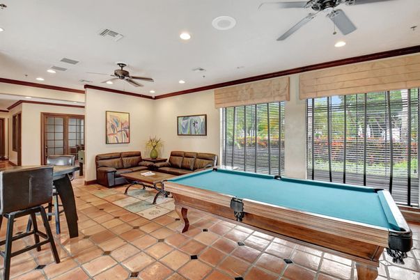 Billiard Table, Game Room, Interior, Recessed Lighting