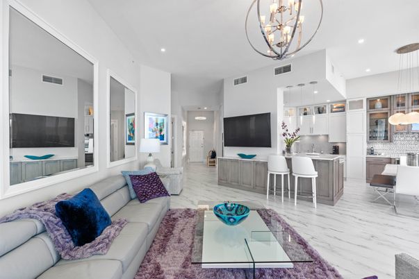 Interior, Kitchen, Living room, Marble, Pendant Lights, Recessed Lighting