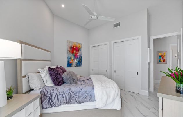 Bedroom, Interior, Marble, Recessed Lighting