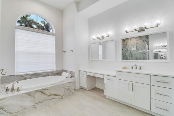 Bathroom, Dual Sink Vanities, Interior, Wood Texture Flooring