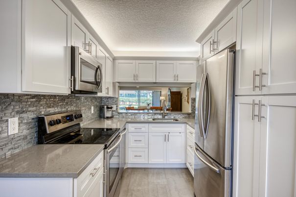Interior, Kitchen, Stainless Steel Appliances, Wood Texture Flooring