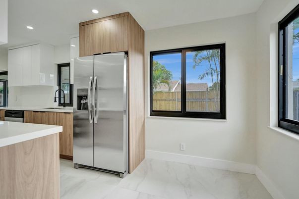 Interior, Kitchen, Marble, Recessed Lighting, Stainless Steel Appliances