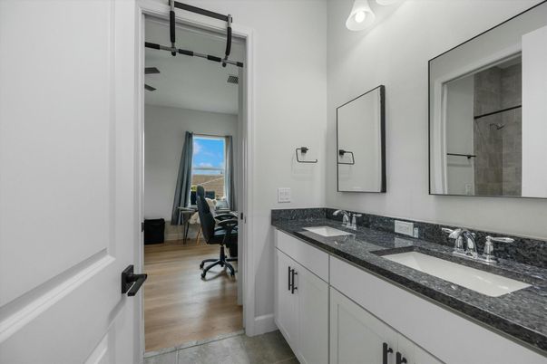 Bathroom, Dual Sink Vanities, Interior, Wood Texture Flooring