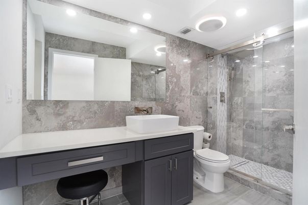 Bathroom, Glass Shower, Interior, Recessed Lighting