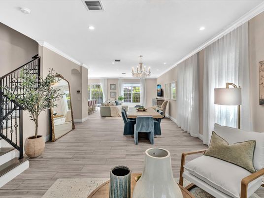 Chandelier, Dining room, Interior, Recessed Lighting, Wood Texture Flooring