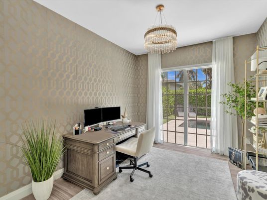 Chandelier, Home Office, Interior, Wood Texture Flooring