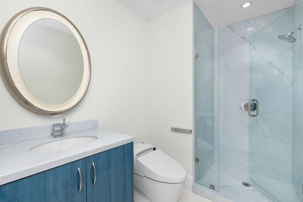 Bathroom, Glass Shower, Interior, Recessed Lighting