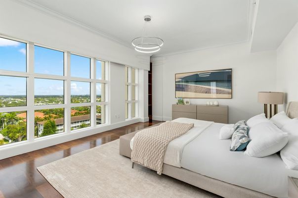 Bedroom, Interior, Pendant Lights, Wood Texture Flooring