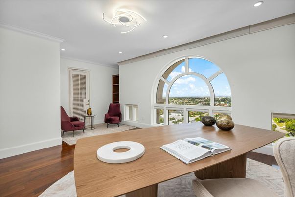 Home Office, Interior, Recessed Lighting, Wood Texture Flooring