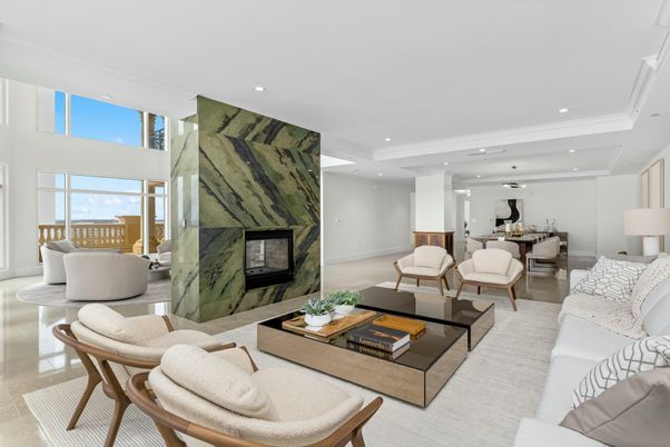 Dining room, Fireplace, Interior, Living room, Recessed Lighting