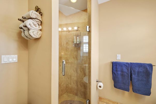 Bathroom, Glass Shower, Interior, Recessed Lighting