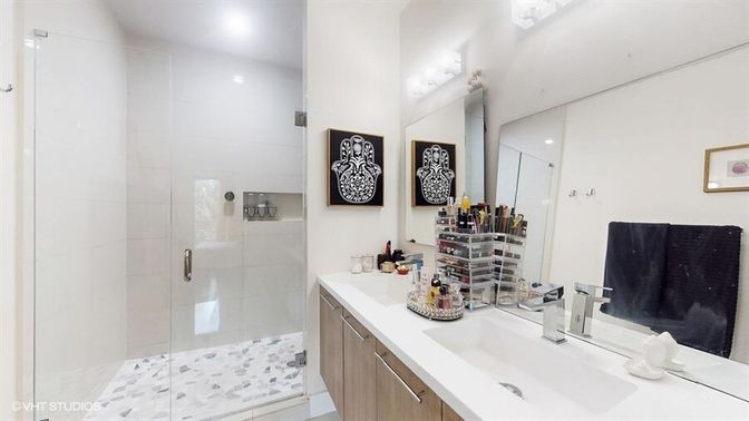 Bathroom, Glass Shower, Interior, Recessed Lighting