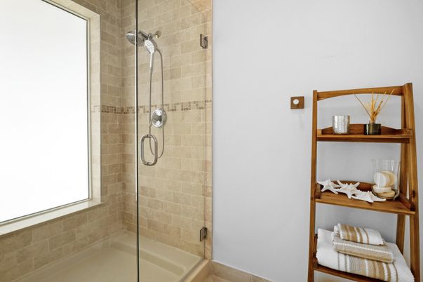 Bathroom, Glass Shower, Interior, Stone Walls