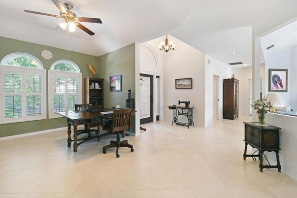 Chandelier, Home Office, Interior, Recessed Lighting
