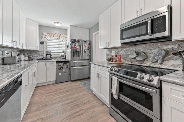Interior, Kitchen, Stainless Steel Appliances, Wood Texture Flooring