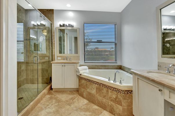 Bathroom, Dual Sink Vanities, Glass Shower, Interior, Recessed Lighting