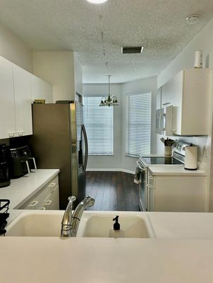 Interior, Kitchen, Pendant Lights, Wood Texture Flooring