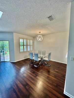 Chandelier, Dining room, Interior, Wood Texture Flooring