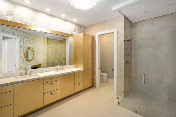 Bathroom, Dual Sink Vanities, Glass Shower, Interior, Recessed Lighting