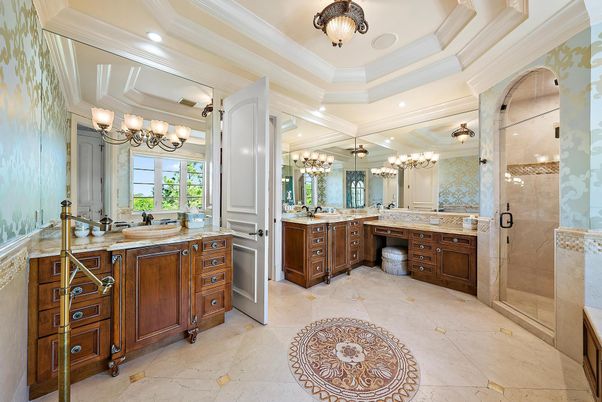 Bathroom, Dual Sink Vanities, Glass Shower, Interior, Recessed Lighting