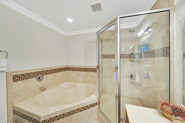 Bathroom, Glass Shower, Interior, Recessed Lighting