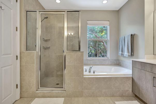 Bathroom, Glass Shower, Interior, Recessed Lighting