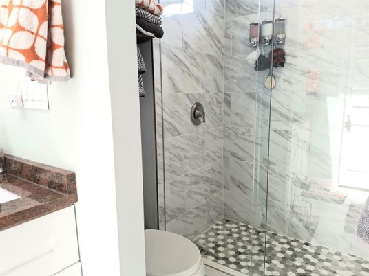 Bathroom, Glass Shower, Interior, Marble Walls