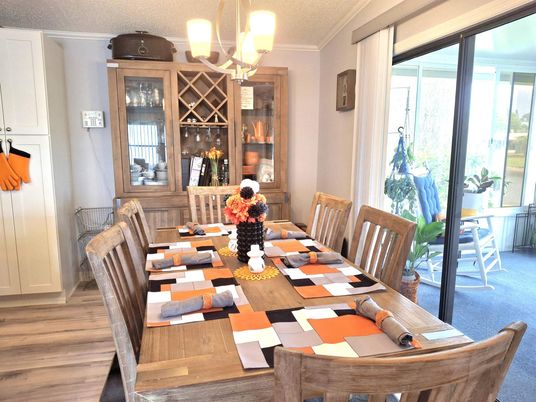 Chandelier, Dining room, Interior, Wood Texture Flooring