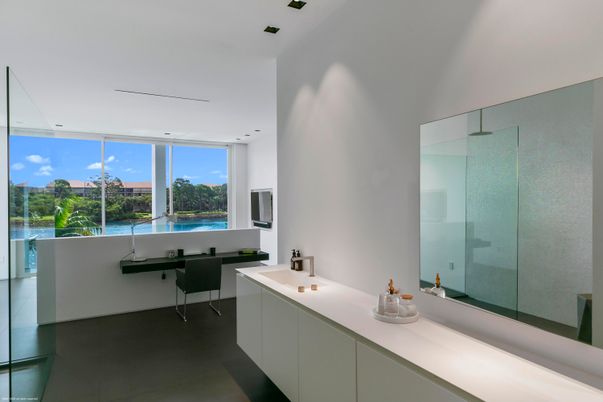 Bathroom, Glass Shower, Interior, Recessed Lighting, Water