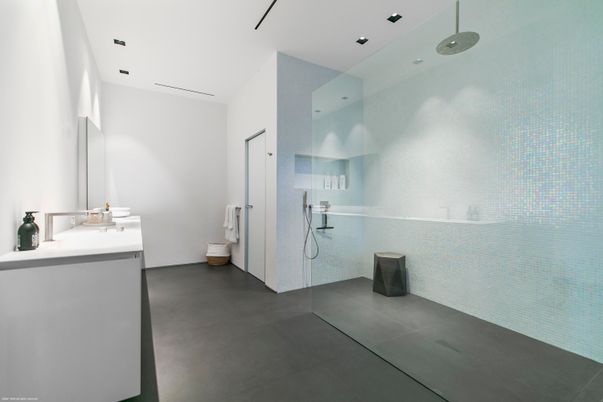 Bathroom, Glass Shower, Interior, Recessed Lighting