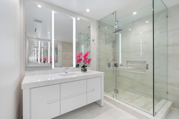 Bathroom, Glass Shower, Interior, Recessed Lighting
