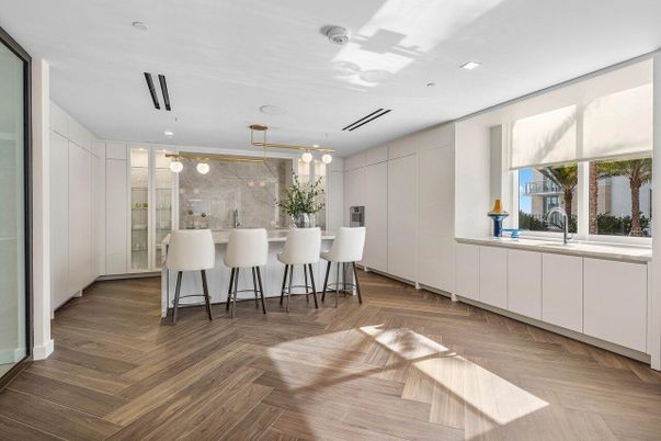 Interior, Kitchen, Pendant Lights, Recessed Lighting, Wood Texture Flooring