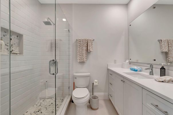 Bathroom, Glass Shower, Interior, Recessed Lighting
